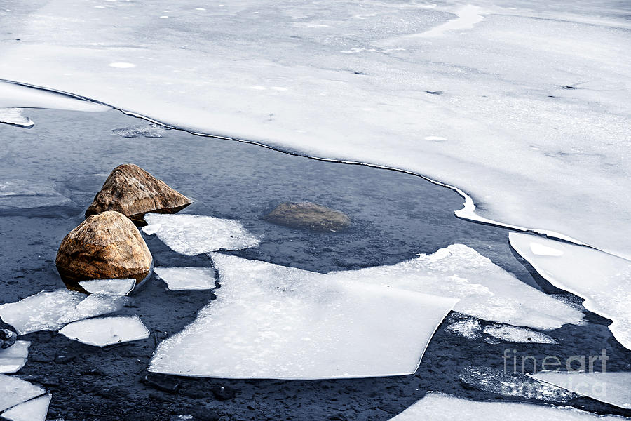 Winter Photograph - Icy shore in winter 2 by Elena Elisseeva