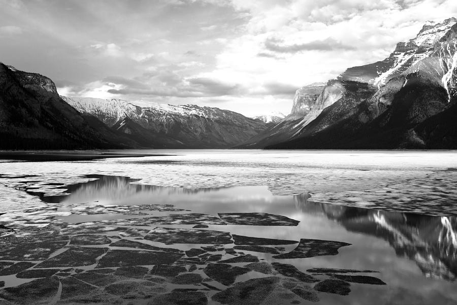 Icy Water And Mountain Black And White Photograph by Andy Fung