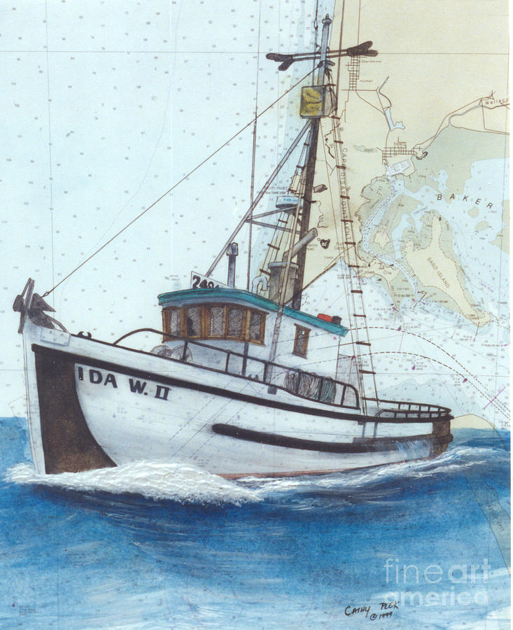 IDA W II Fishing Boat Cathy Peek Nautical Chart Map Art Painting by ...