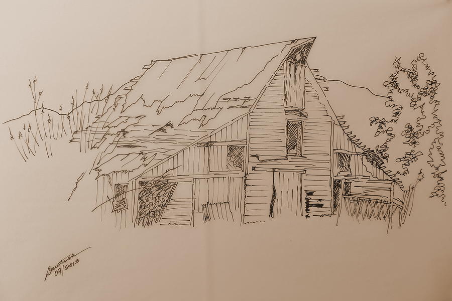 Idaho Barn Drawing by Joel Deutsch