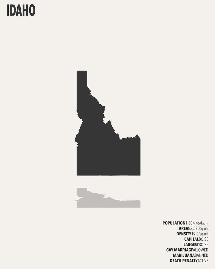 Idaho Minimalist State Map With Stats Digital Art By Finlay Mcnevin Fine Art America 3323