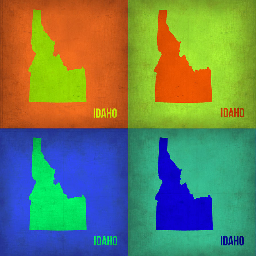 Idaho Map Painting - Idaho Pop Art Map 1 by Naxart Studio