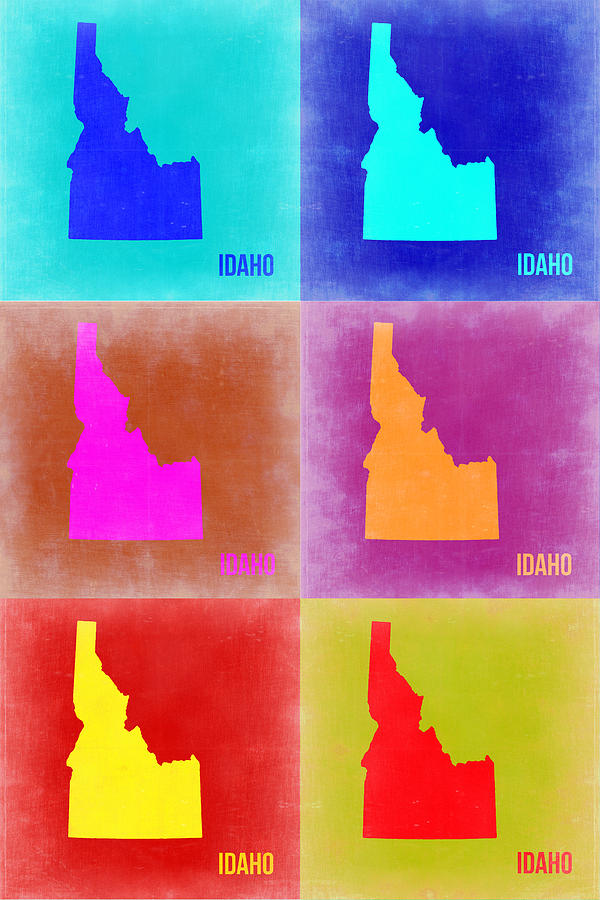 Idaho Map Painting - Idaho Pop Art Map 2 by Naxart Studio