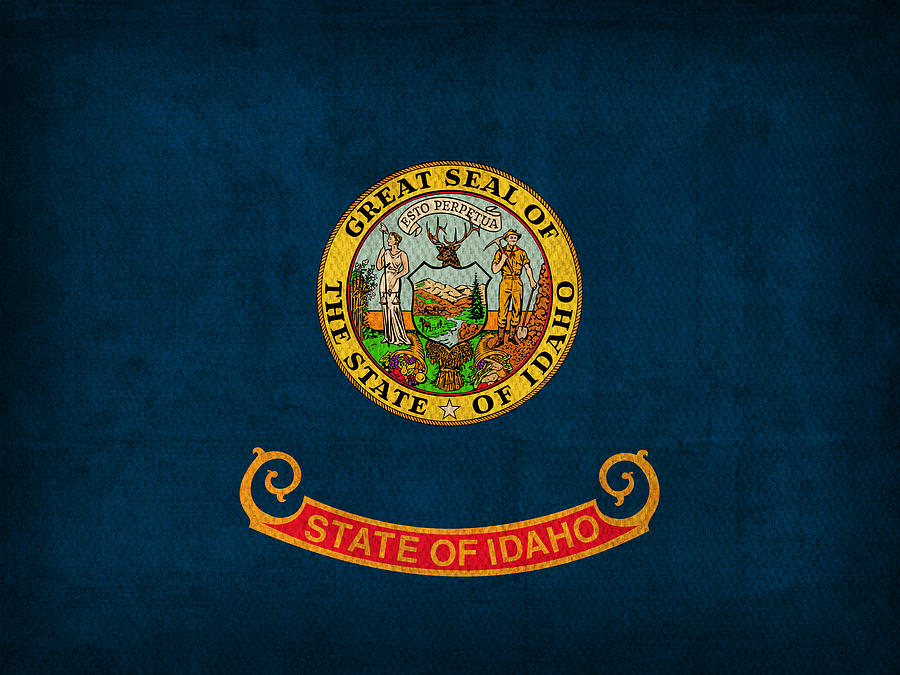Idaho State Flag Art on Worn Canvas Mixed Media by Design Turnpike