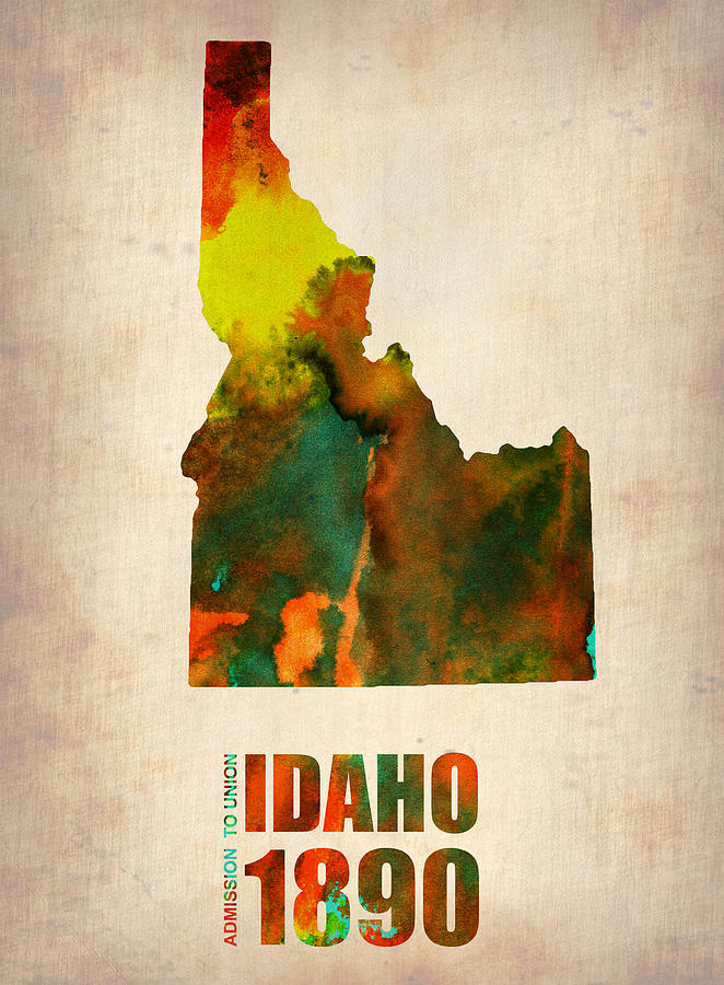 Idaho Map Digital Art - Idaho Watercolor Map by Naxart Studio