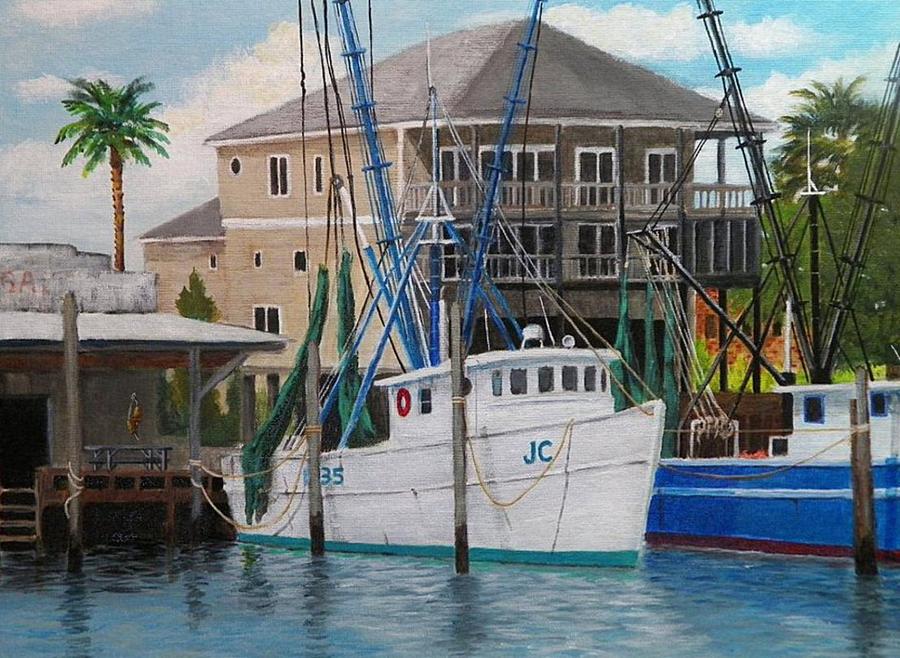 Boat Painting - Idle Waters by Tim Martin
