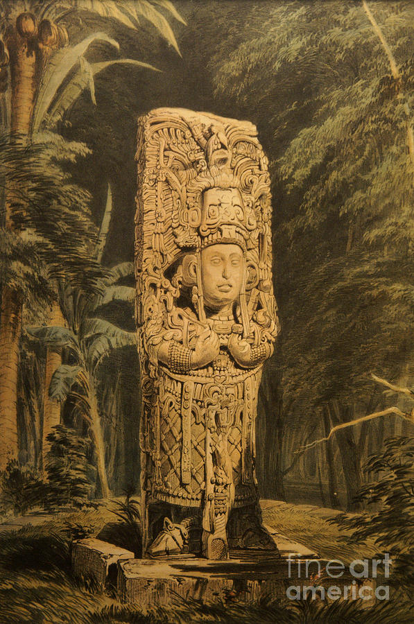 Idol at Copan by Frederick Catherwood Photograph by John  Mitchell