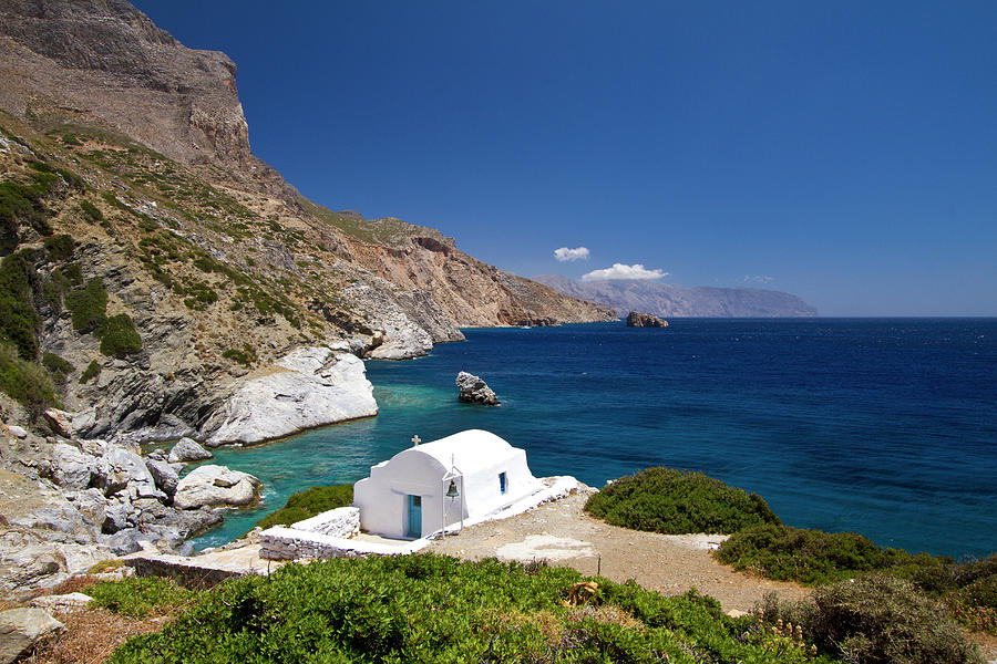 Idyllic Coast With Church In Amorgos Photograph by Joakimbkk