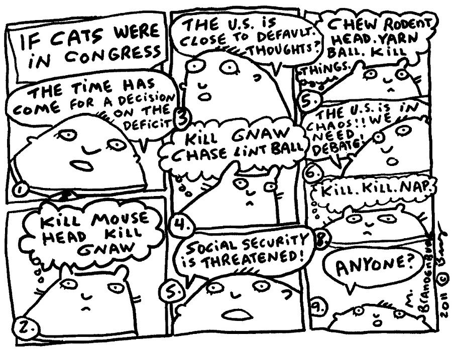 Cat Drawing - If Cats Were In Congress by Molly Brandenburg