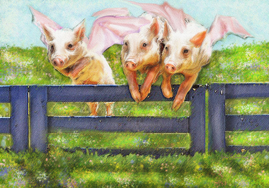 Pig Digital Art - If Pigs Could Fly by Jane Schnetlage