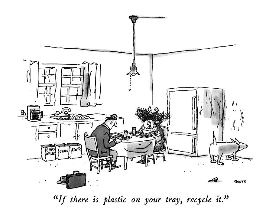 If There Is Plastic On Your Tray Drawing by George Booth