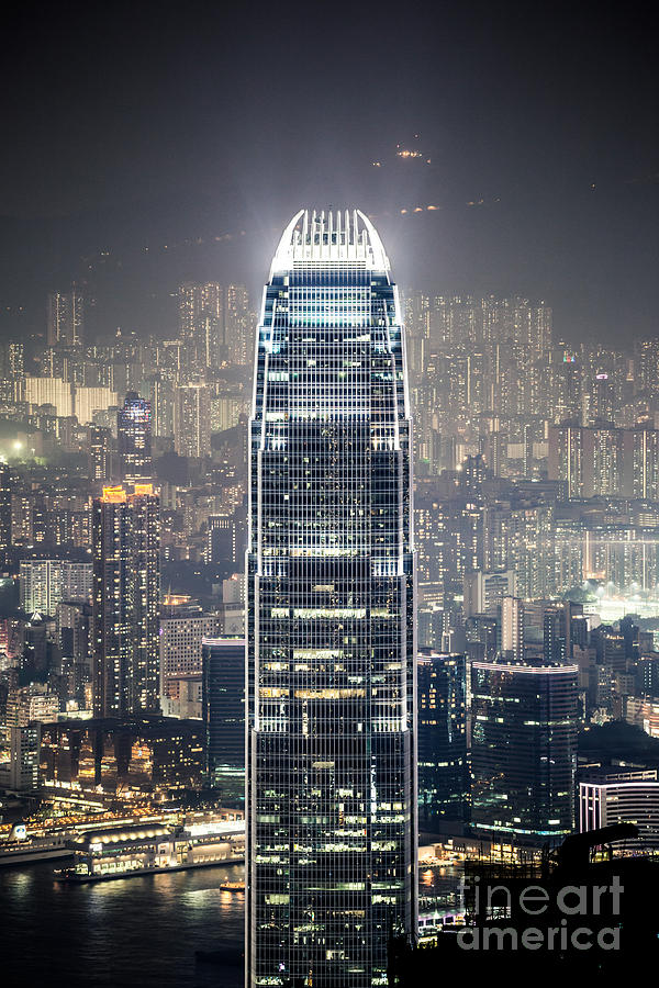 IFC tower and city of Hong Kong at night Photograph by Matteo Colombo