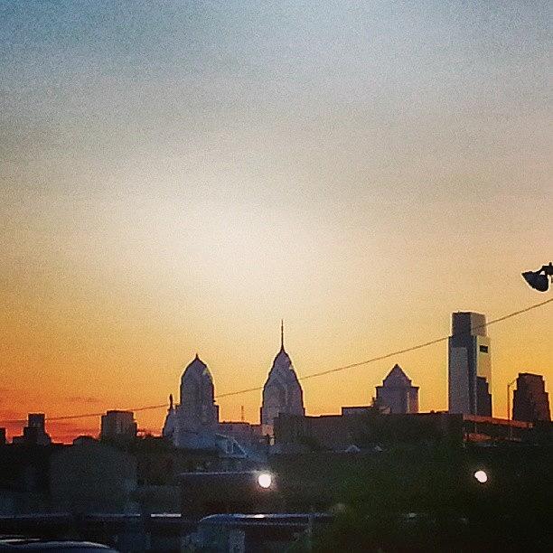 Sunset Photograph - #igers_philly #sunset #skyline by Philip Grant