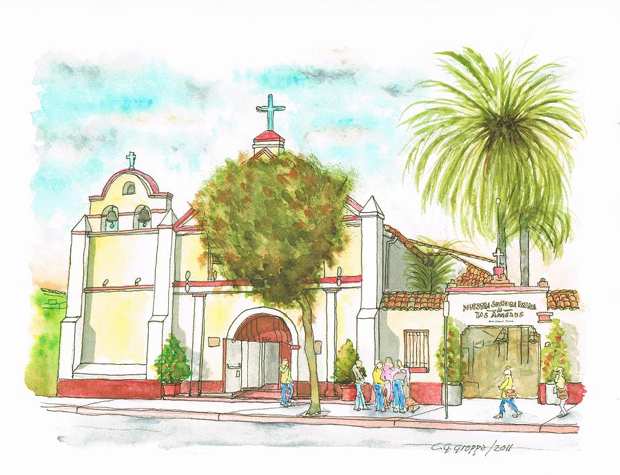 Iglesia Nuestra Senora de Los Angeles - Los-Angeles - California Painting by Carlos G Groppa