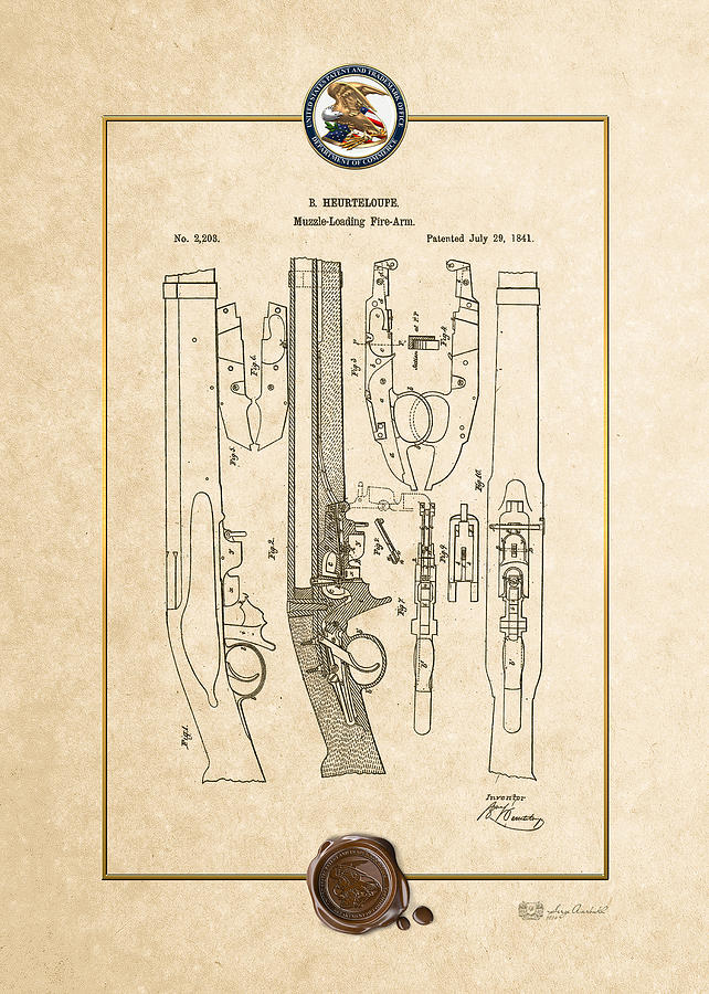 IImprovement to Muzzle-Loading Fire-Arm - Vintage Patent Document Digital Art by Serge Averbukh
