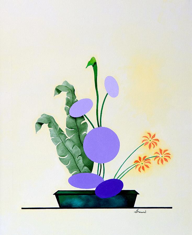 Ikebana #2 Green Pot Painting by Thomas Gronowski