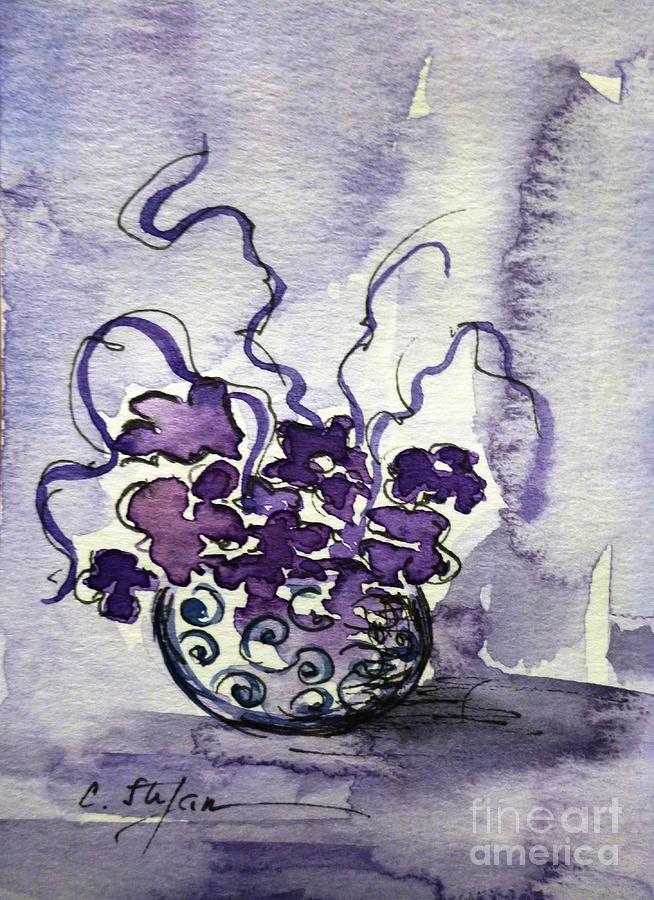 Ikebana - Vase with Flowers Painting by Cristina Stefan