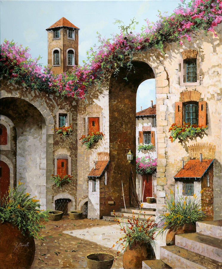Flowers Still Life Painting - Il Campanile Piu Bello by Guido Borelli