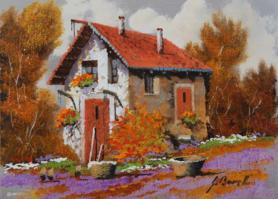 Landscape Painting - Il Prato Viola by Guido Borelli Landscape Painting - Il Prato Viola by Guido Borelli