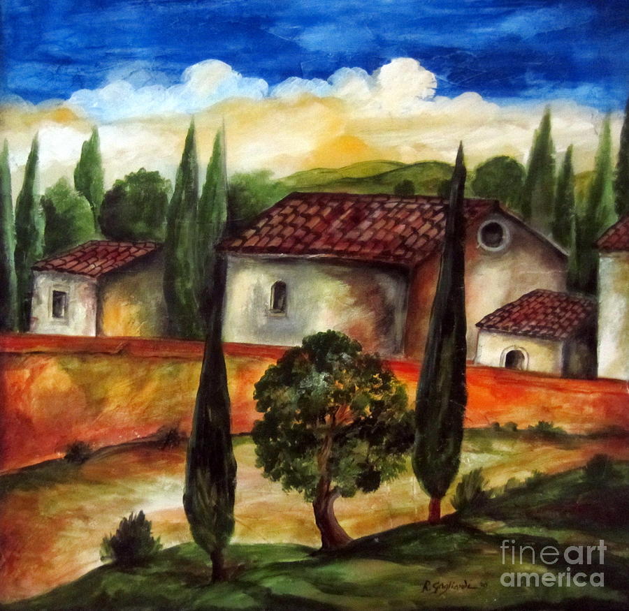 IL VIALE e LE CASE in Tuscany Painting by Roberto Gagliardi