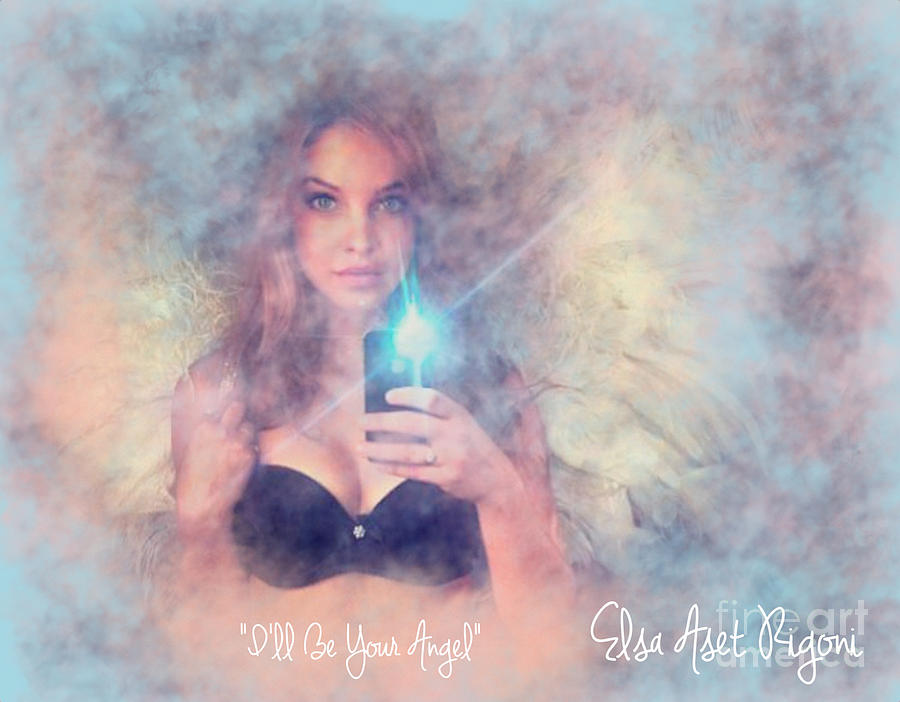 Ill Be Your Angel - with title Digital Art by Elsa Aset Rigoni