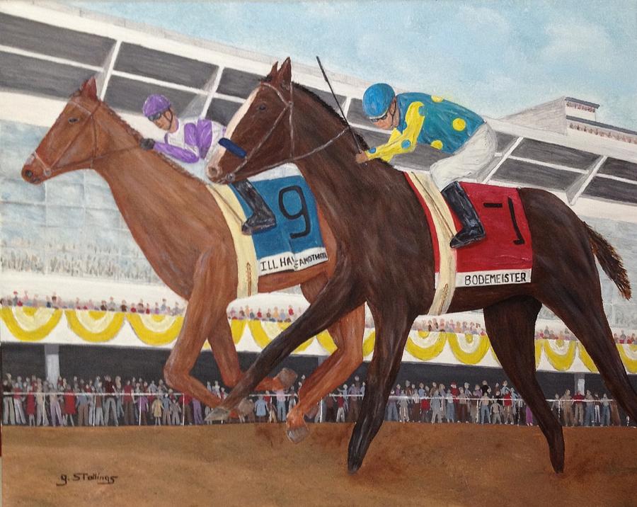 Horse Painting - Ill Have Another wins preakness by Glenn Stallings