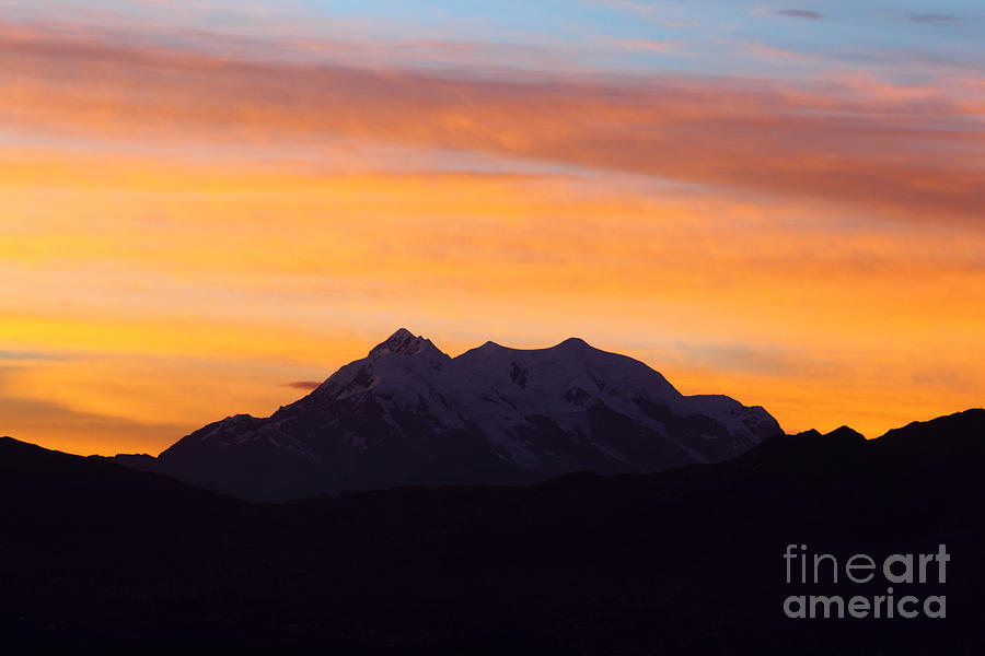 Sunset Photograph - Illimani Sunrise by James Brunker
