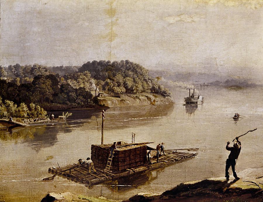 Illinois Keelboat Painting by Granger