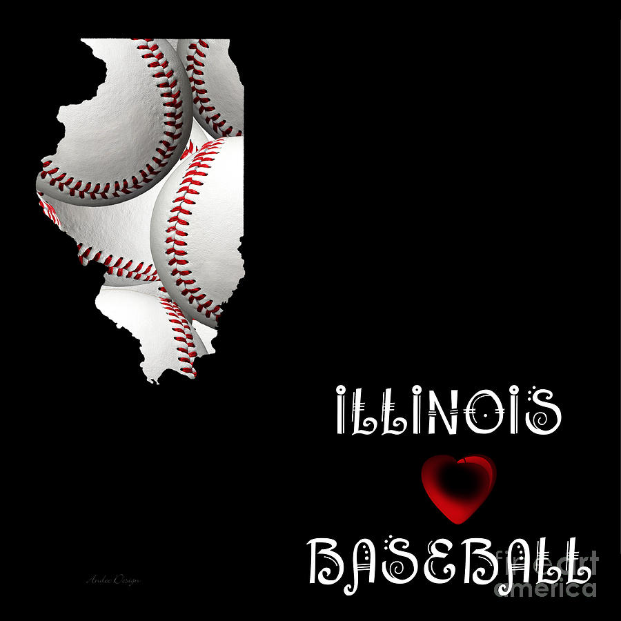 Illinois Loves Baseball Digital Art by Andee Design