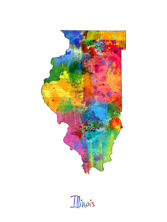 United States Map Digital Art - Illinois Map by Michael Tompsett