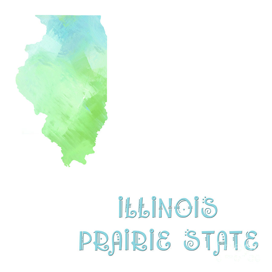 Illinois - Prairie State - Map - State Phrase - Geology Digital Art by Andee Design