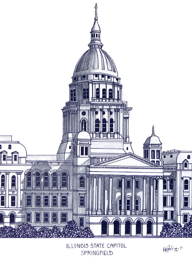 Illinois State Capitol Drawing by Frederic Kohli Fine Art America