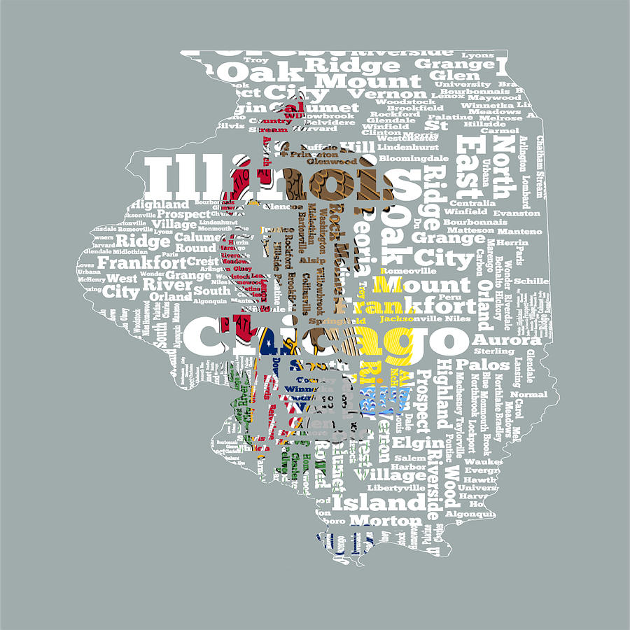 Illinois State Flag Word Cloud Digital Art by Brian Reaves