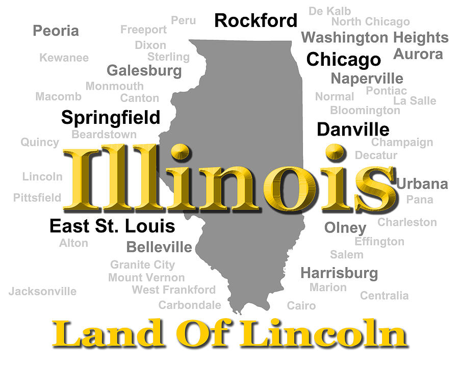 Illinois State Pride Map Silhouette  Photograph by Keith Webber Jr