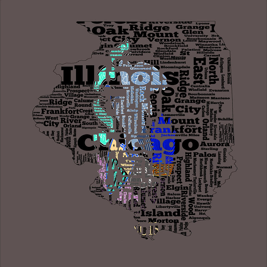 Illinois Word Cloud 3b Digital Art by Brian Reaves
