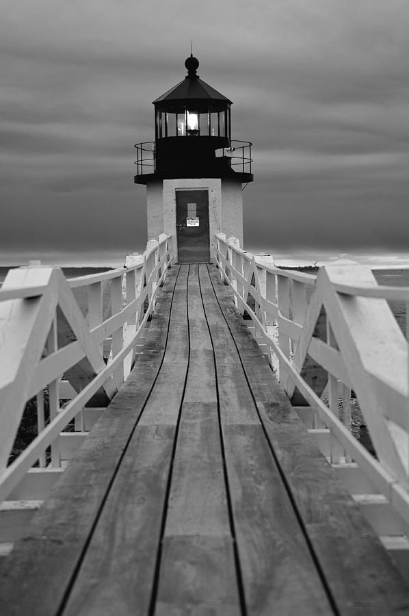Illuminated Boardwalk in Black and White Photograph by Paul Mangold