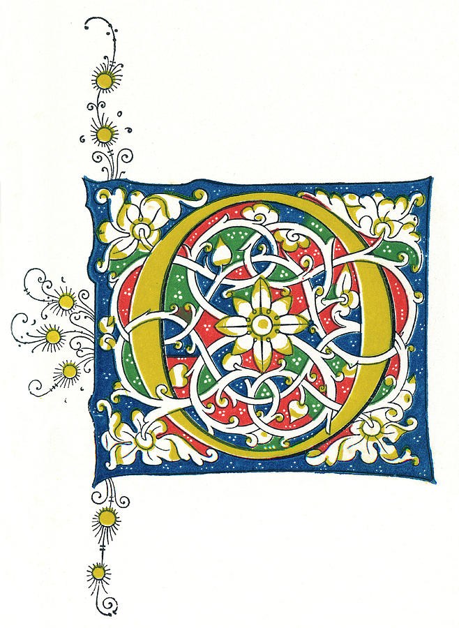 Illuminated Letter O In A Medieval Style Drawing by Mary Evans Picture