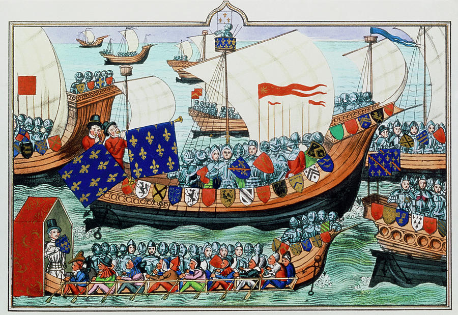 Illuminated Manuscript Of Medieval Fleet Of Ships Photograph by George Bernard/science Photo Library