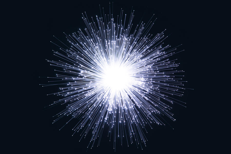 Illuminated White Radial Shape Fiber Optic Photograph by MirageC