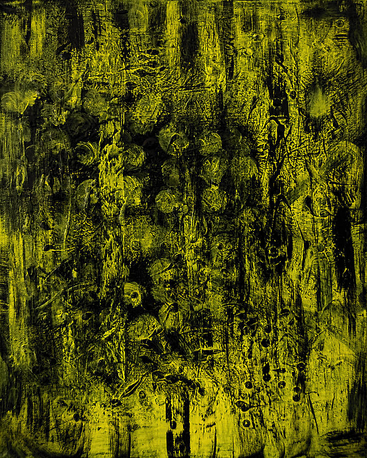 Illuminescent Yellow on Black Painting Painting by Renee Anderson