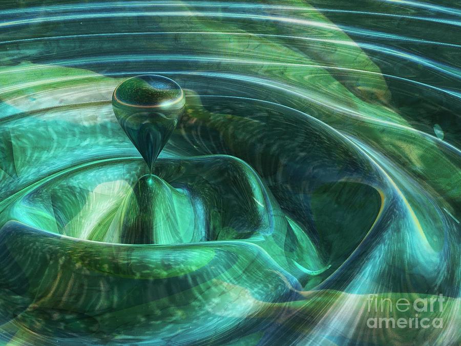 Green Mercury / White Goldfish Digital Art by Elizabeth McTaggart