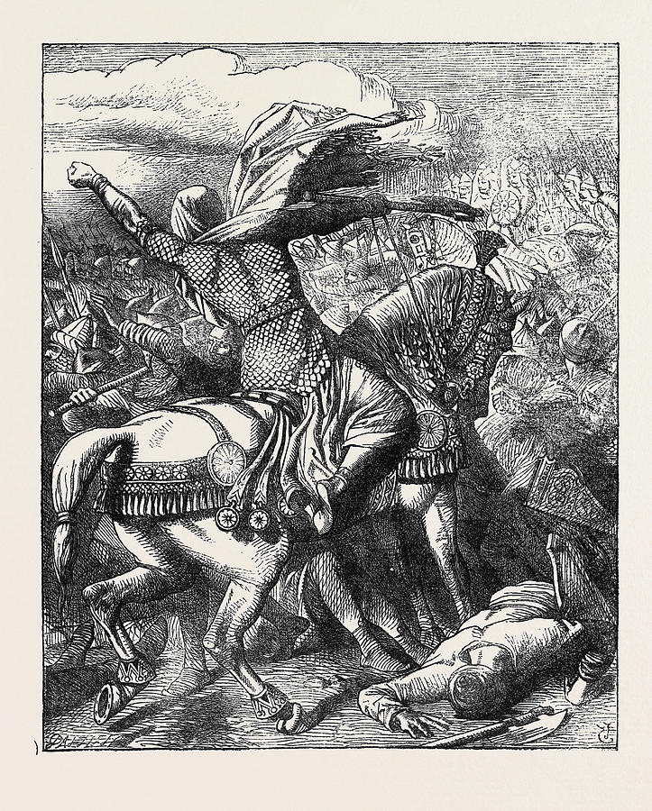 Illustrated Edition Of Lalla Rookh Battle Scene Drawing by English School