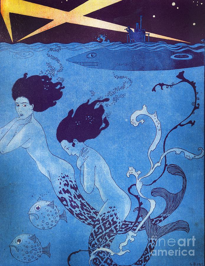 Mermaid Painting - Illustration from La Baionnette, 1917 by Georges Barbier depicting mermaids by Georges Barbier