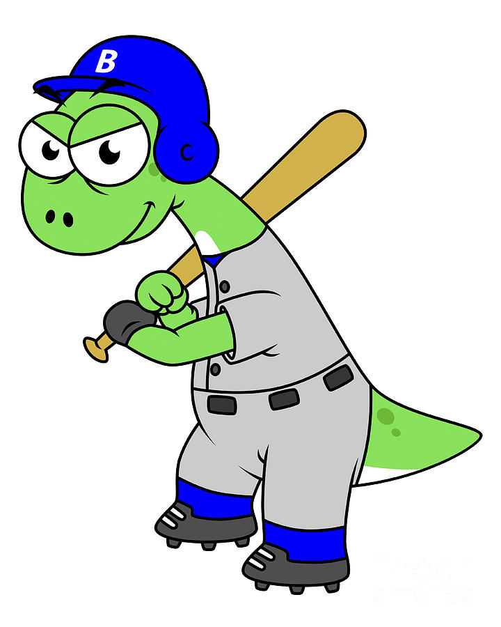 Illustration Of A Brontosaurus Baseball Digital Art
