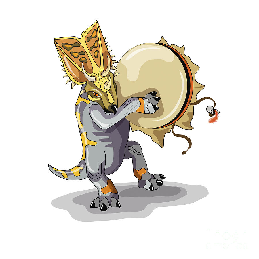 Illustration Of A Chasmosaurus Dancing Digital Art by Stocktrek Images