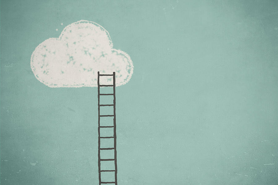 Illustration of a cloud and a ladder Drawing by Christina Reichl Photography