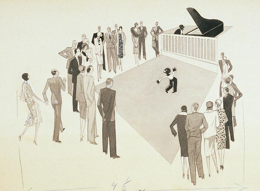 Illustration Of A Crowd Gathering To Watch Tap Digital Art by William Bolin