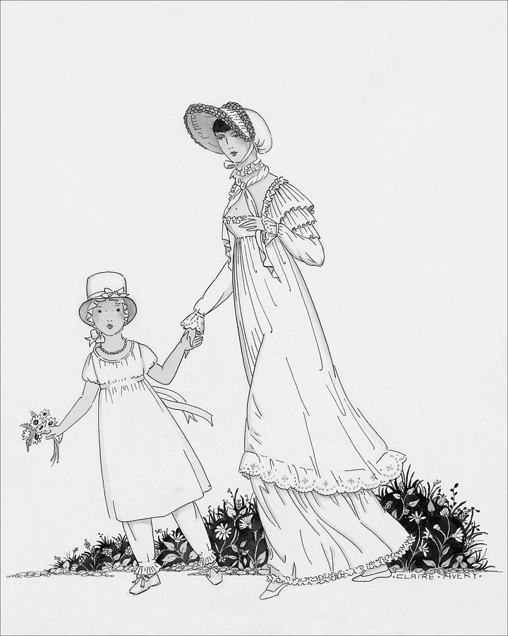 Illustration Of A Nineteenth Century Mother Digital Art by Claire Avery