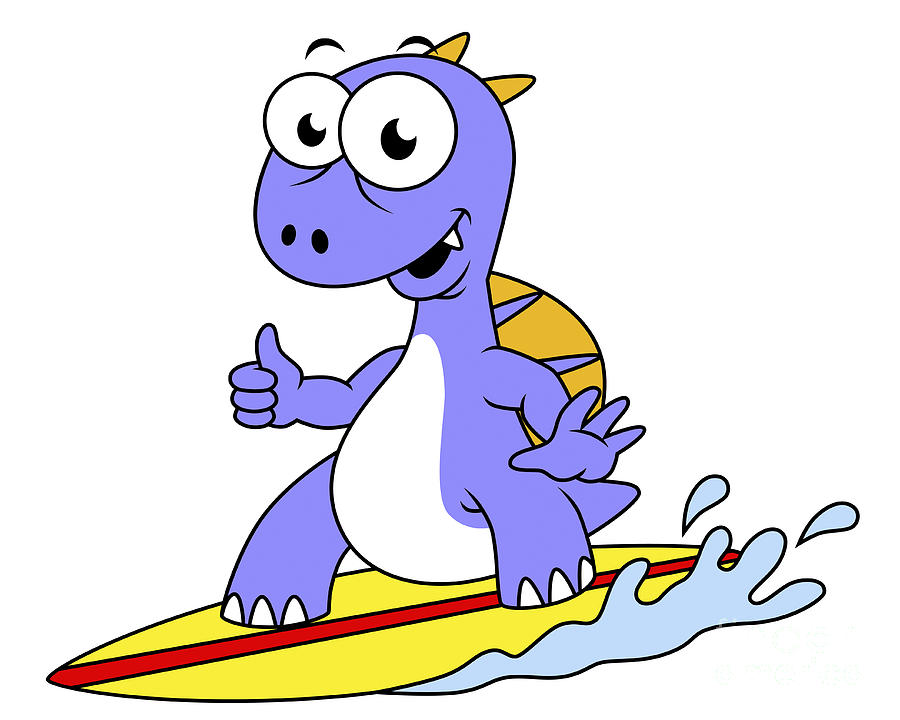 Illustration Of A Surfing Spinosaurus Digital Art