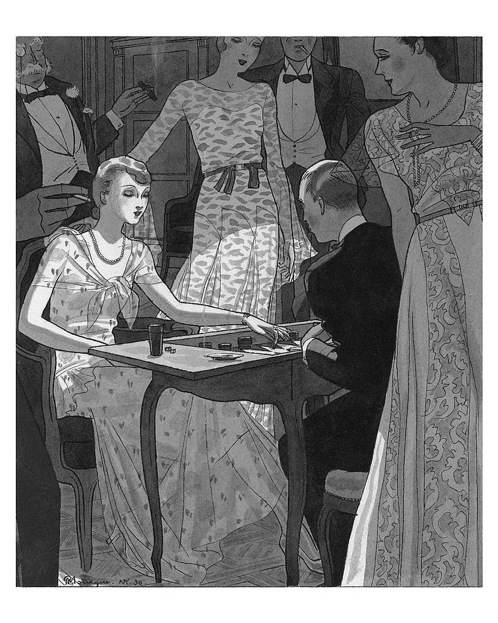 Illustration Of A Woman And Man Playing Backgammon Digital Art by Pierre Mourgue Illustration Of A Woman And Man Playing Backgammon Digital Art by Pierre Mourgue
